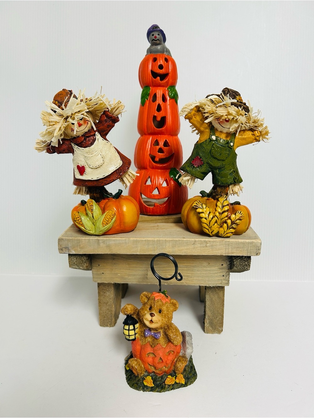 Autumn Halloween Set of 4 Distinct Decorative Tabletop Colorful Fall Figurines